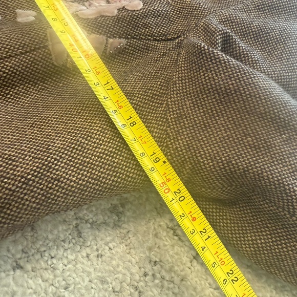 OXMO (Denmark) L wool blend EUC Brown Trench Coat with Pink Floral Design - Picture 8 of 14